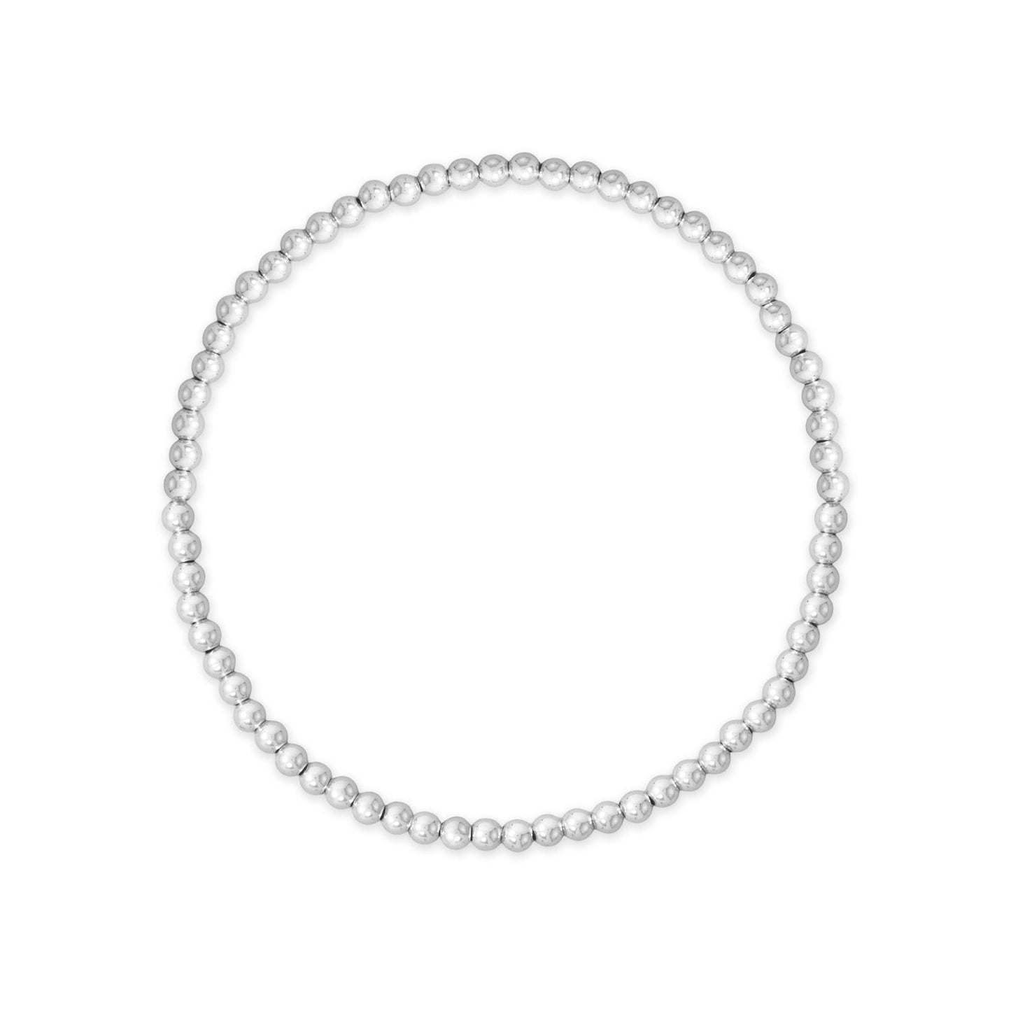 7" 3mm Silver Bead Stretch Bracelet