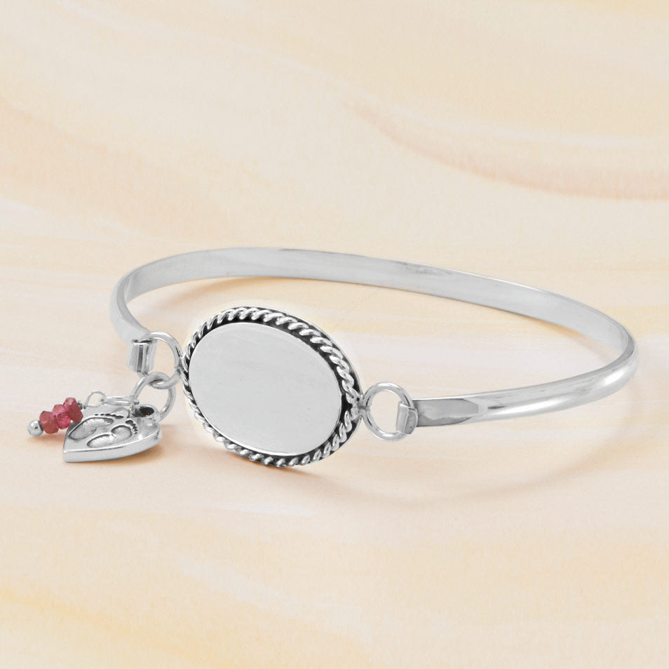 Silver or Gold Heart Charm with Baby Feet