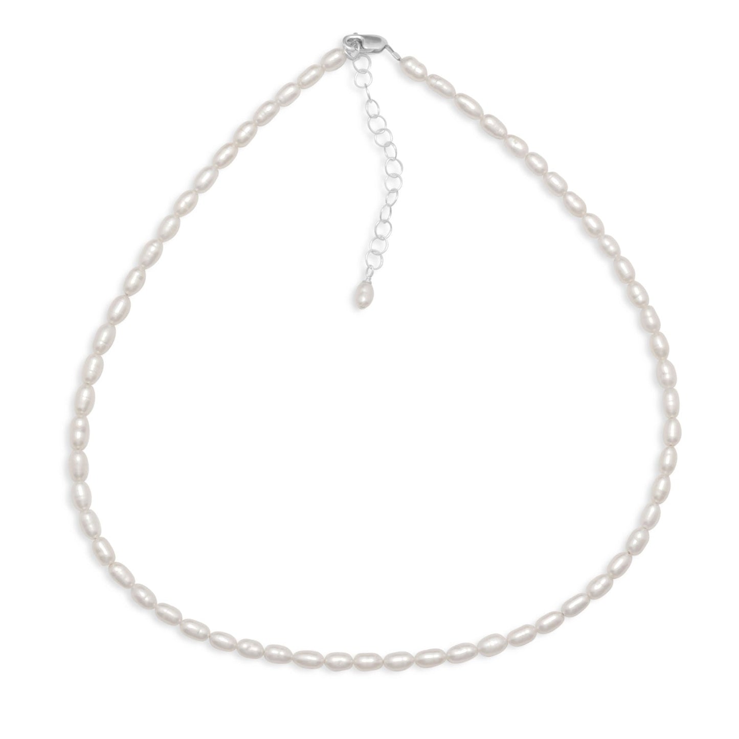 13" + 2" Cultured Freshwater Rice Pearl Necklace
