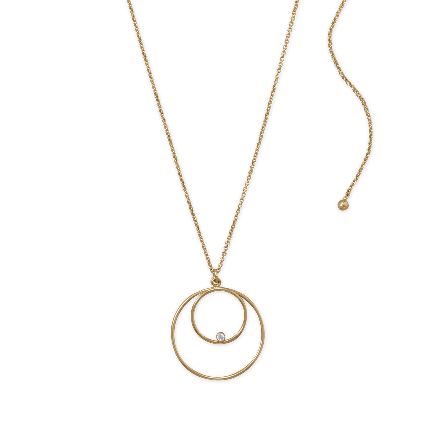 Adjustable 22" 14/20 Gold Filled Double Circle with CZ Necklace