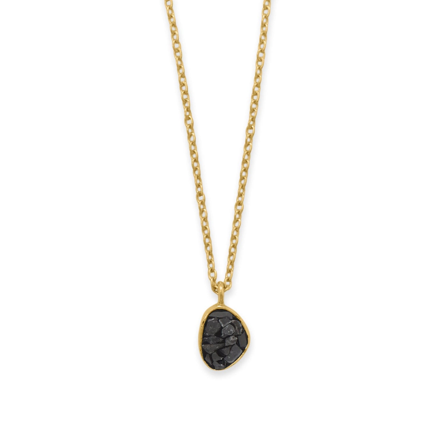 16" + 2" 14 Karat Gold Plated Diamond Chip Necklace