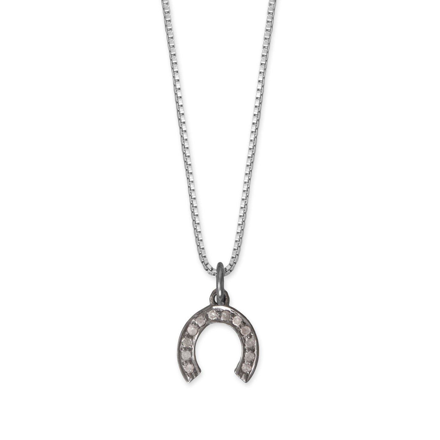 18" Black Rhodium Plated Diamond Studded Horseshoe Necklace