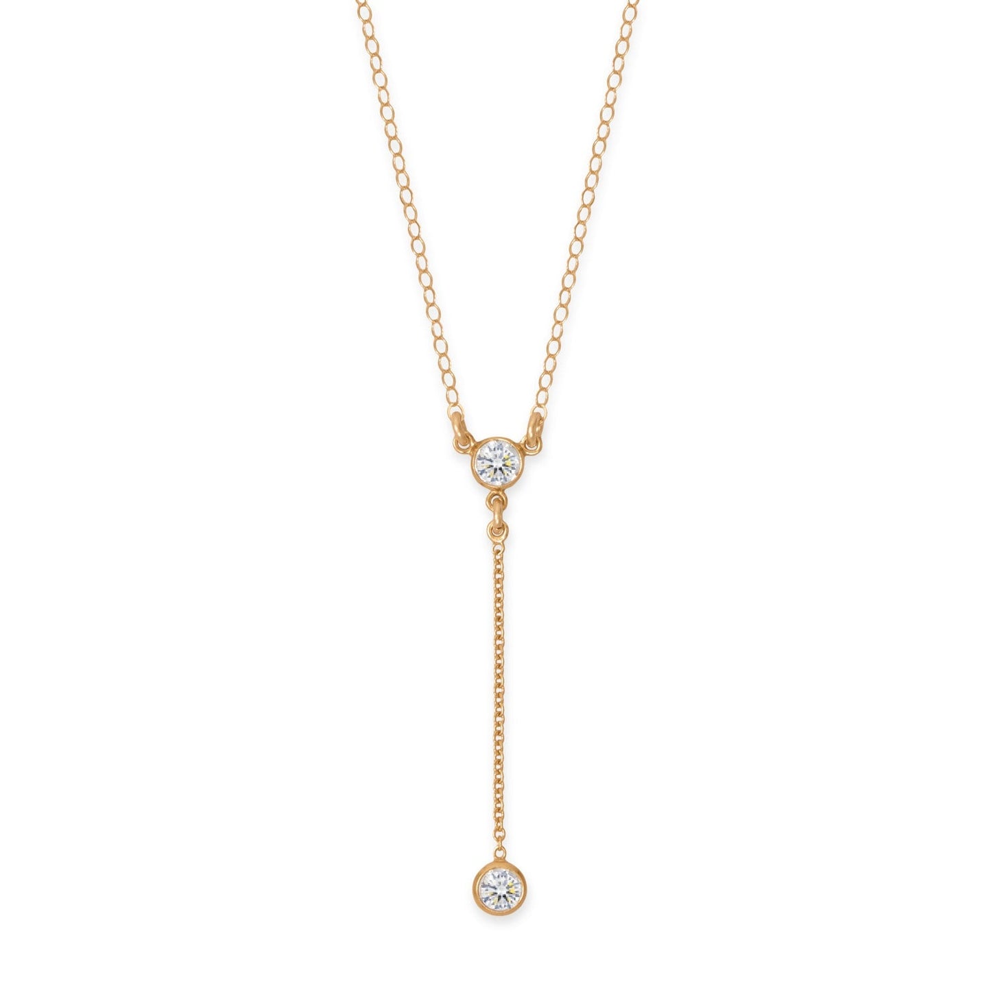 18" + 2" 14/20 Gold Filled 4mm CZ Y Drop Necklace