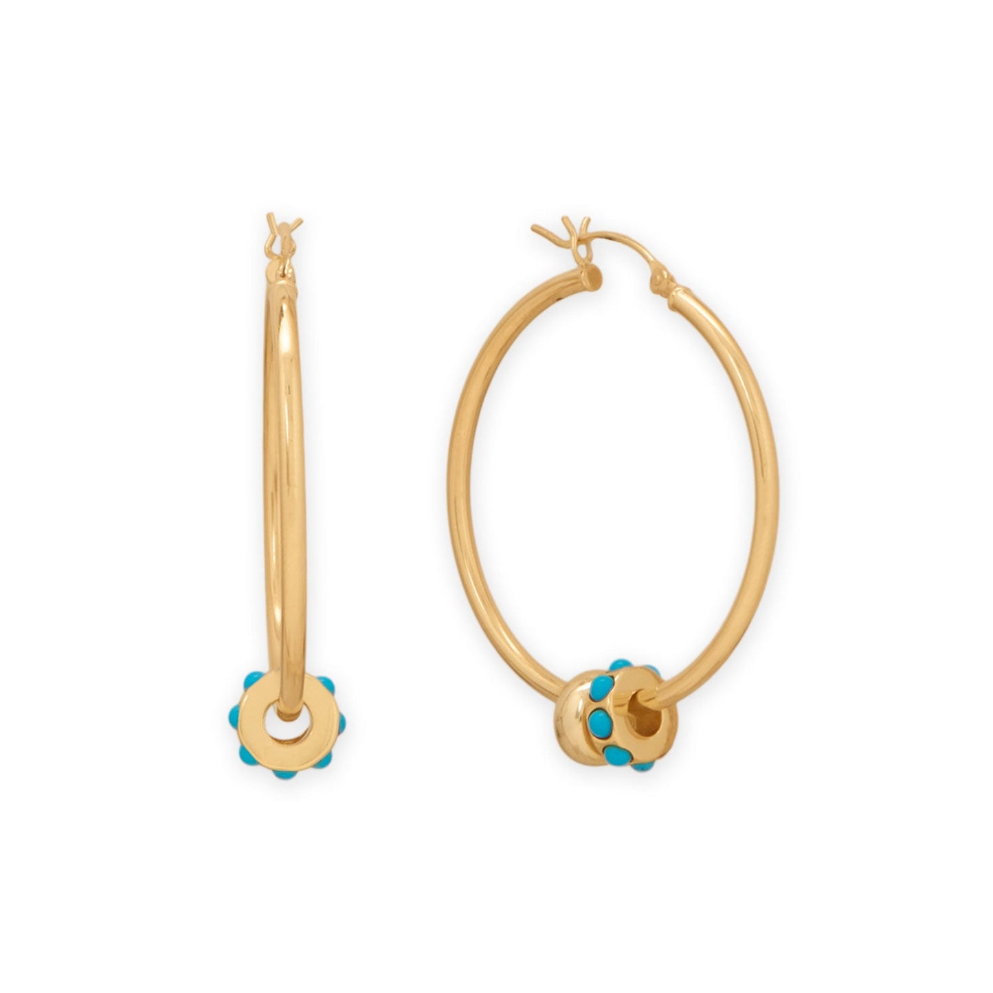 14 Karat Gold Plated Imitation Turquoise Wheel Bead Charm