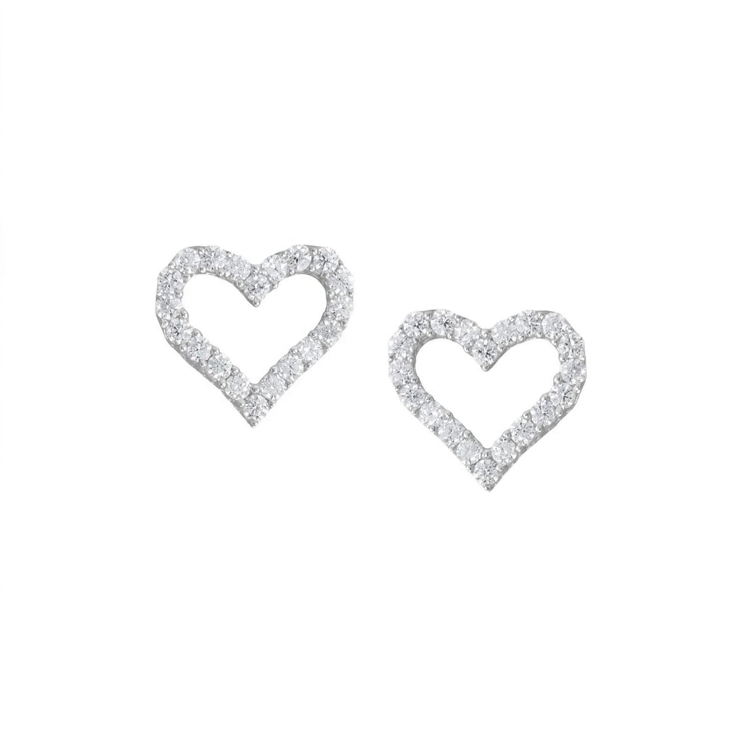 CZ Heart Outline Earrings