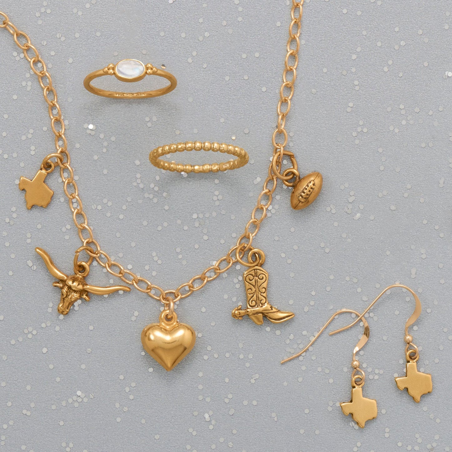 Silver or Gold Small Texas State Charm