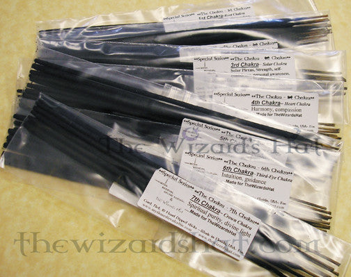 Hand-Soaked Chakra Incense Sticks - Complete 7-Chakra Set - 7 Individual Packs
