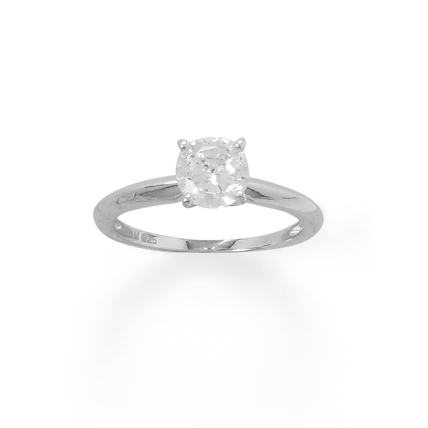 Rhodium Plated Solitaire 6mm CZ Ring