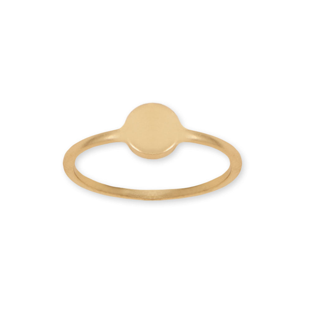 14 Karat Gold Plated Round Disc Ring