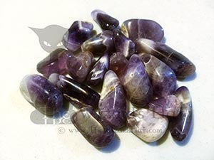 Chevron Amethyst Tumbled Crystal Stone with Banded Patterns