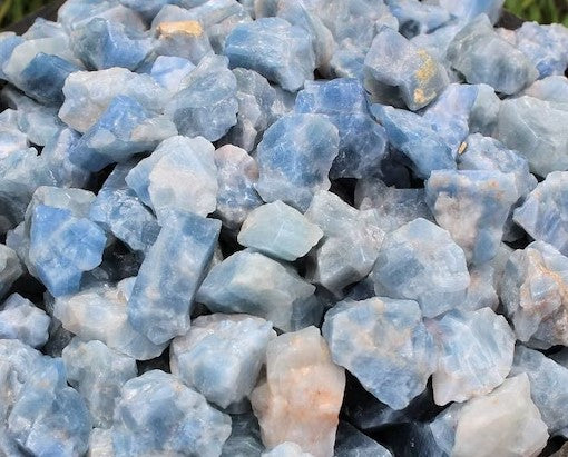 Natural Raw Blue Calcite Crystal Specimen - Untumbled Healing Stone