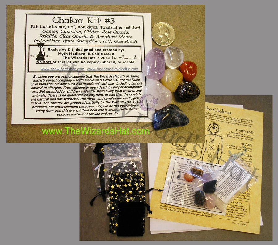Complete 7 Chakra Healing Crystal and Stone Kit - Set #13