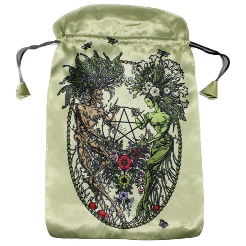 Magickal Botanical Print Tarot Card Storage Bag, 6" x 9"