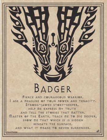 Badger Prayer Wall Art Poster - Inspirational Wildlife Illustration