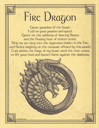 Majestic Fire Dragon Fantasy Art Wall Poster