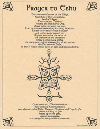 Prayer to Eshu Orisha Spiritual Wall Art Poster