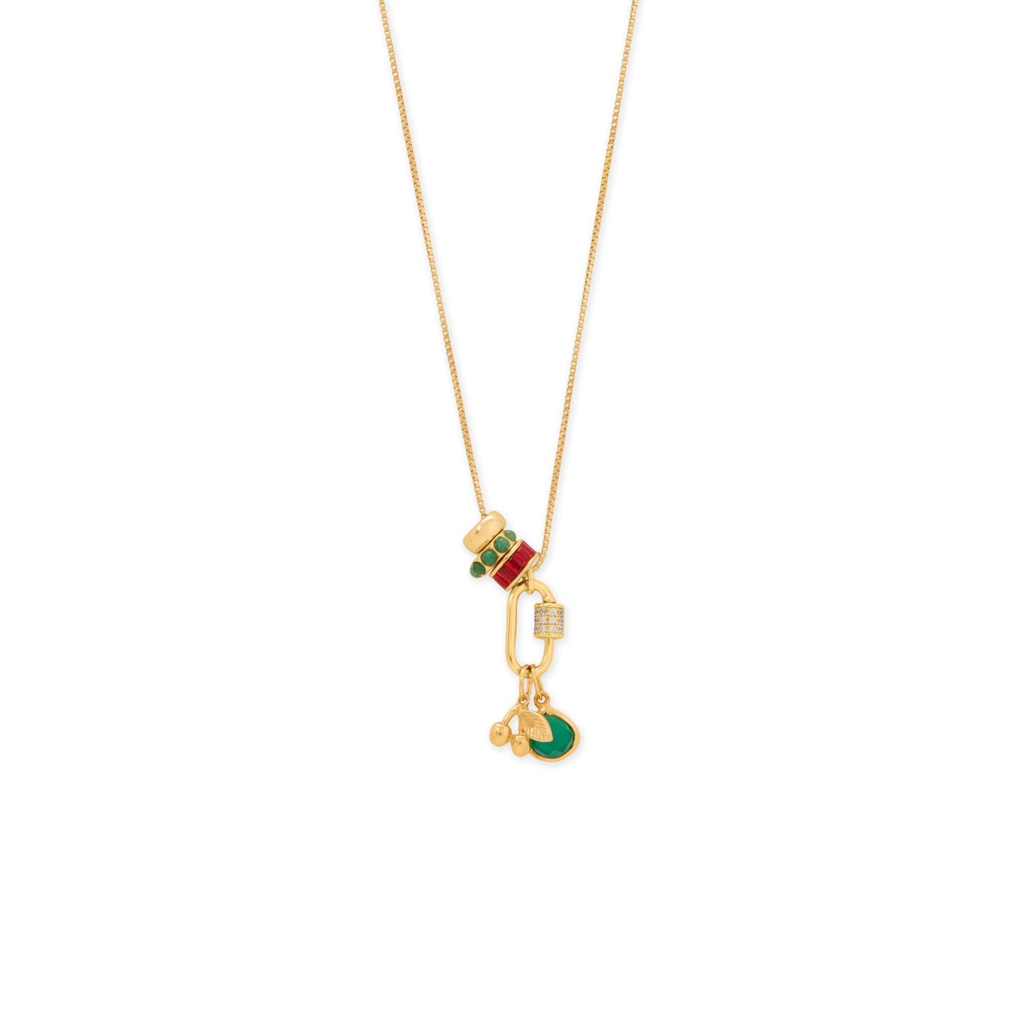 14 Karat Gold Plated Pear Green Onyx Charm
