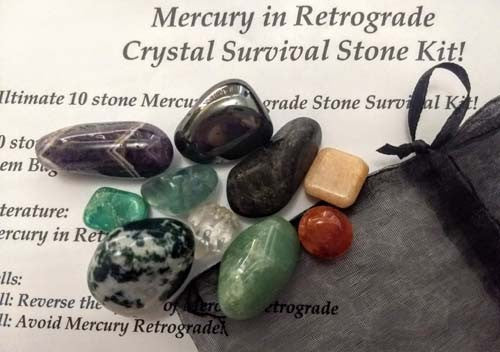 Ultimate Mercury Retrograde 10-Piece Crystal Healing Kit with Descriptive Guide Cards