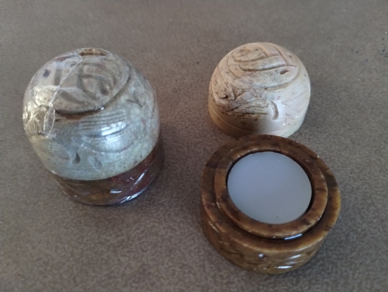 Artisanal Lavender Solid Perfume in Hand-Carved Sandstone Jar