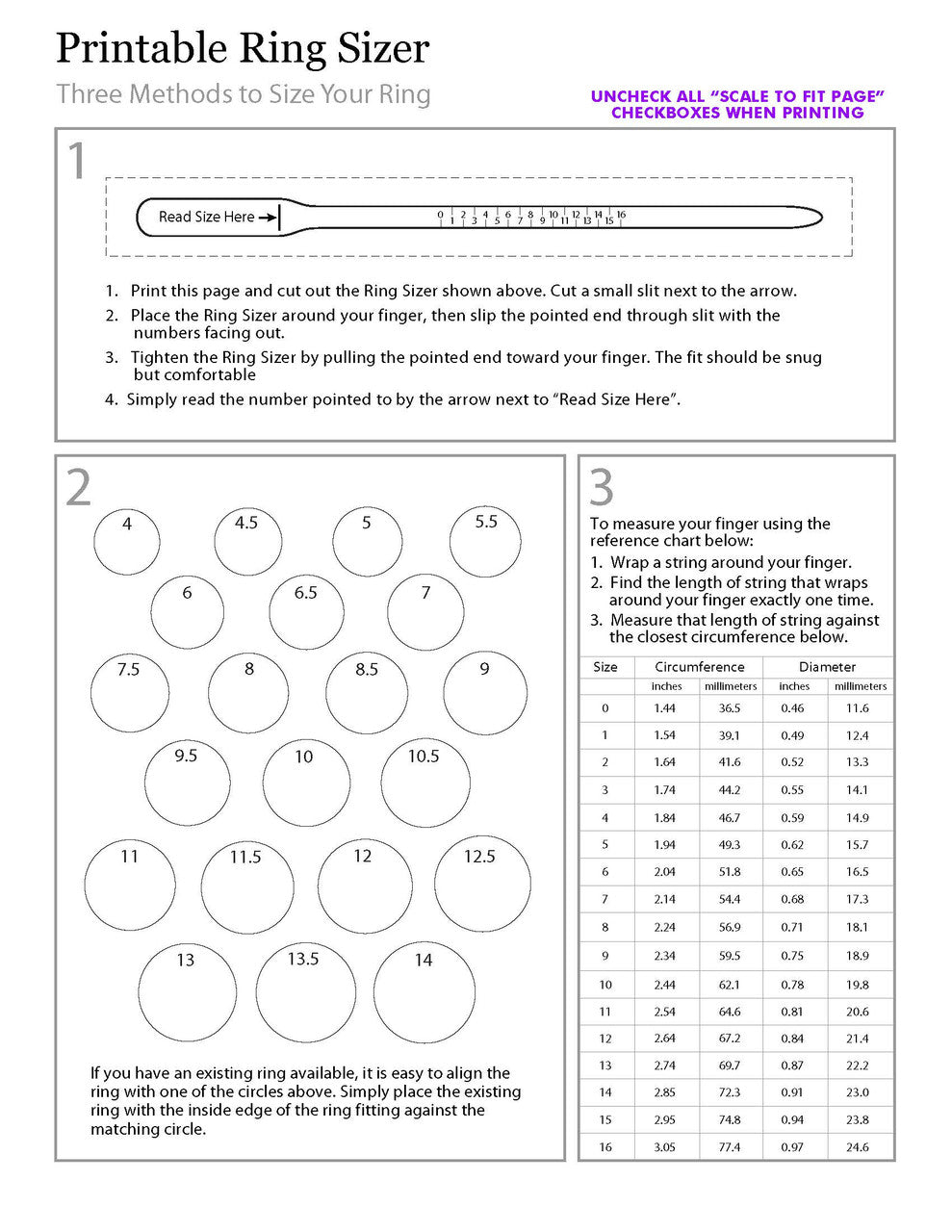 Free Printable Ring Sizer Tool - Accurate Finger Measurement Guide