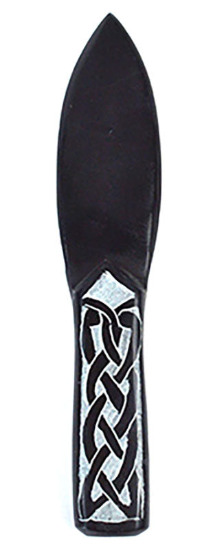 8-Inch Hand-Carved Black Celtic Knot Soapstone Athame Ritual Dagger
