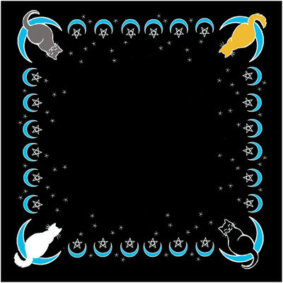 Celestial Moon Cat Altar Cloth or Versatile Scarf - 36" x 36"