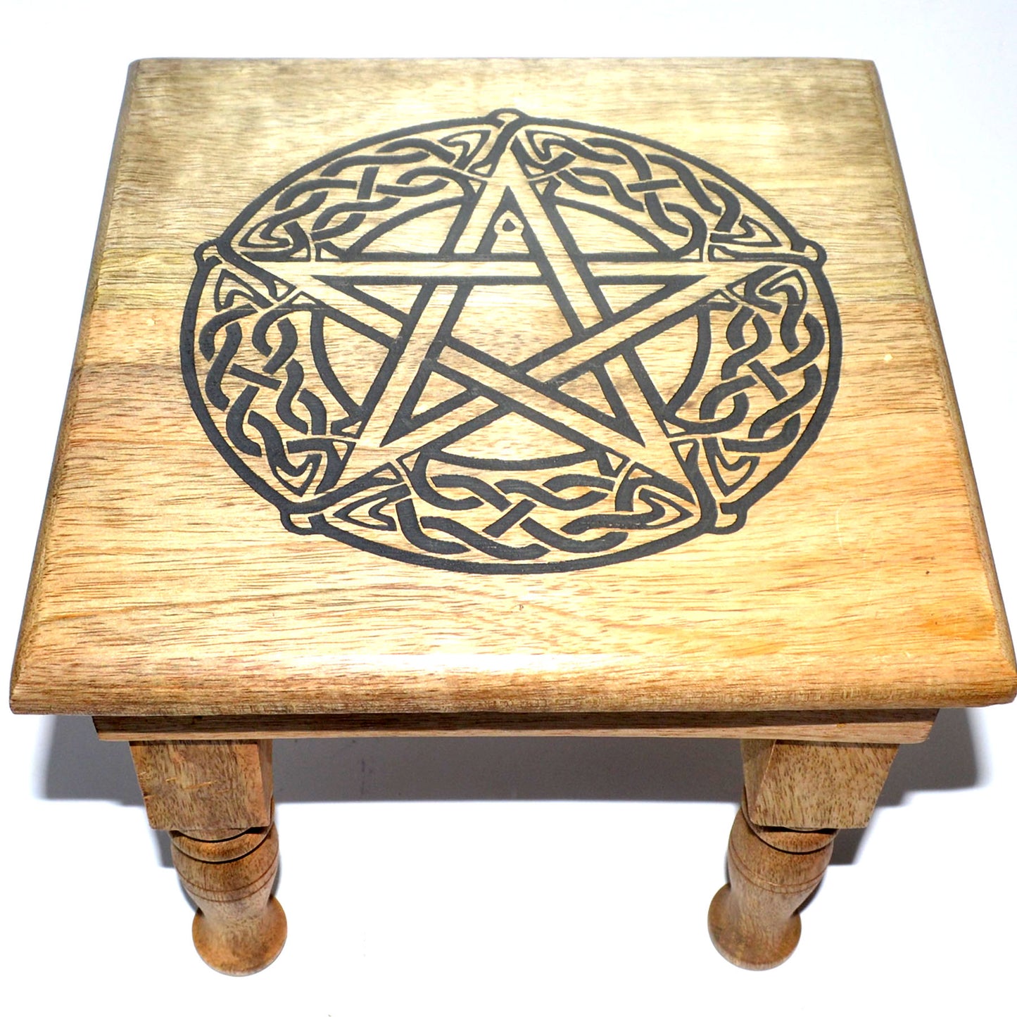 Handcrafted 9"x 9"x 8" Wooden Pentagram Altar Table for Rituals