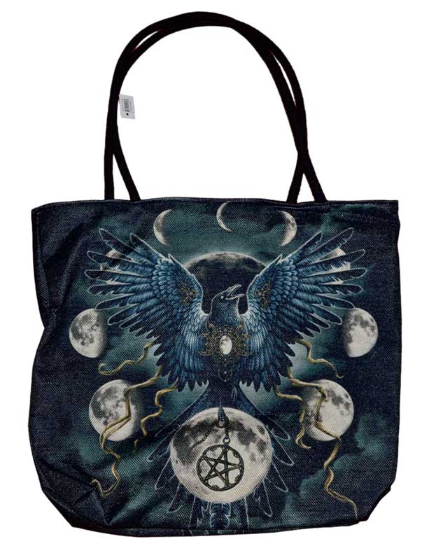 17" x 17" Sinister Crow Graphic Print Canvas Tote Bag