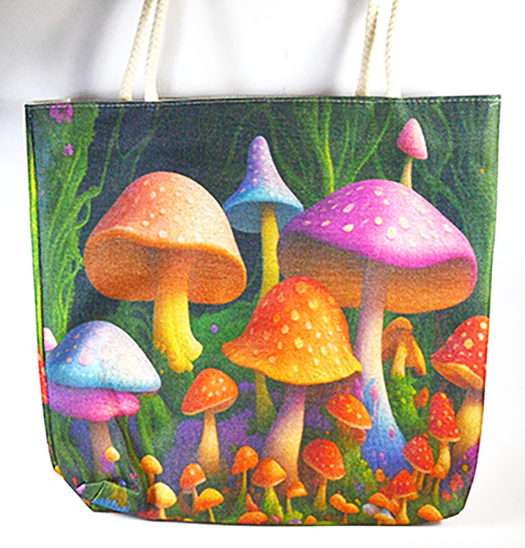 17" x 17" Mushroom Print Canvas Tote Bag