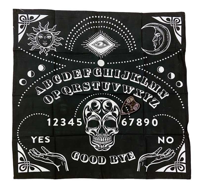 24"x24" Ouija Board Design Decorative Black Mat