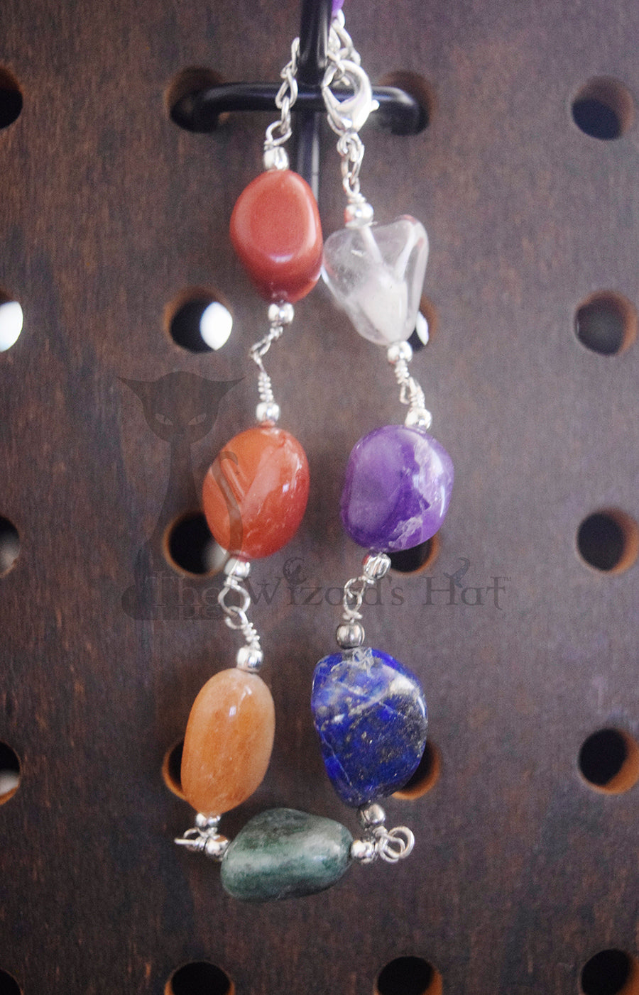 Handcrafted Chunky 7 Chakra Healing Crystal Stone Bracelet, Adjustable 8-10 inches