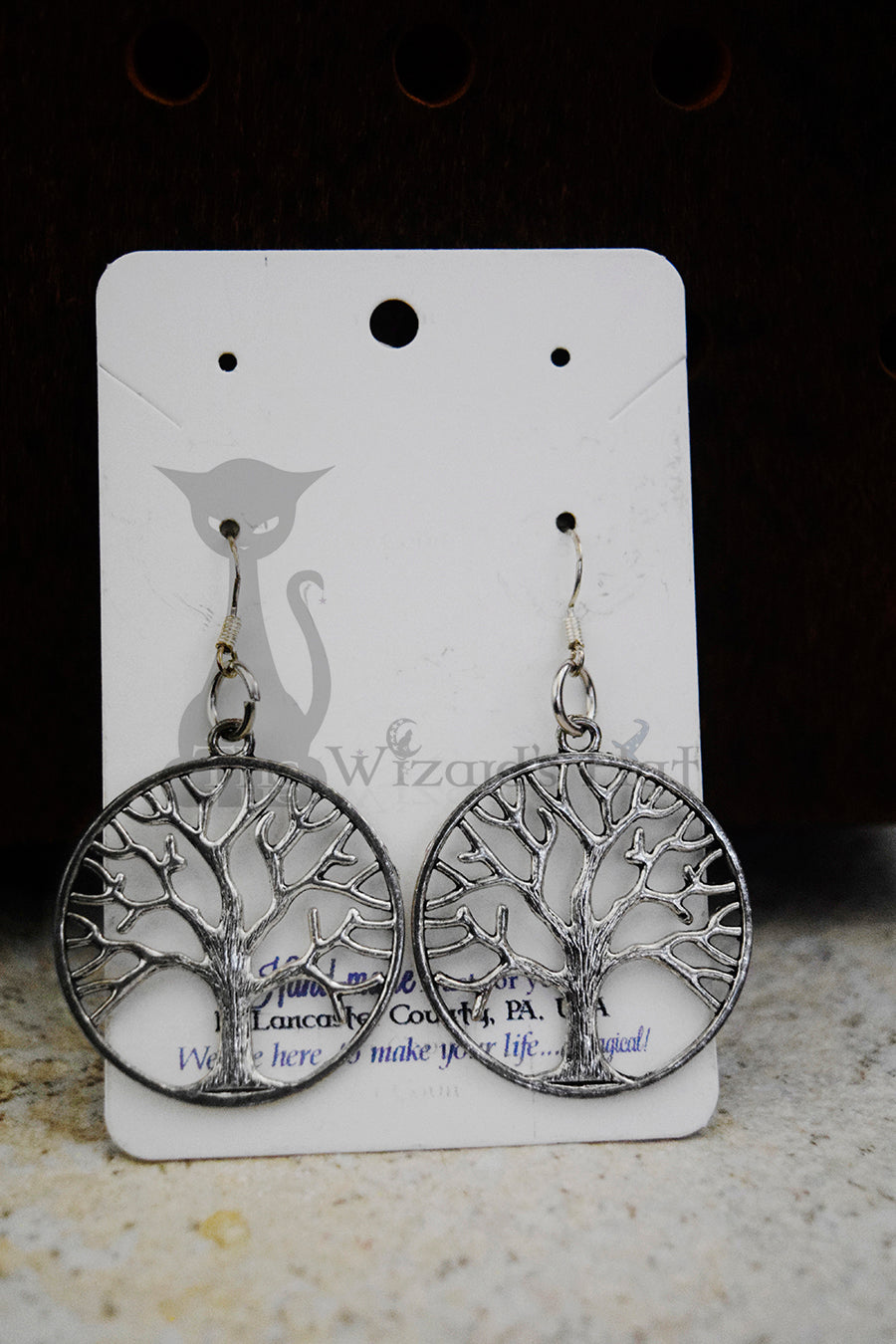 Tree of Life 3-Piece Jewelry and Accessory Set in Silver Tone: Necklace, Earrings, and Keychain