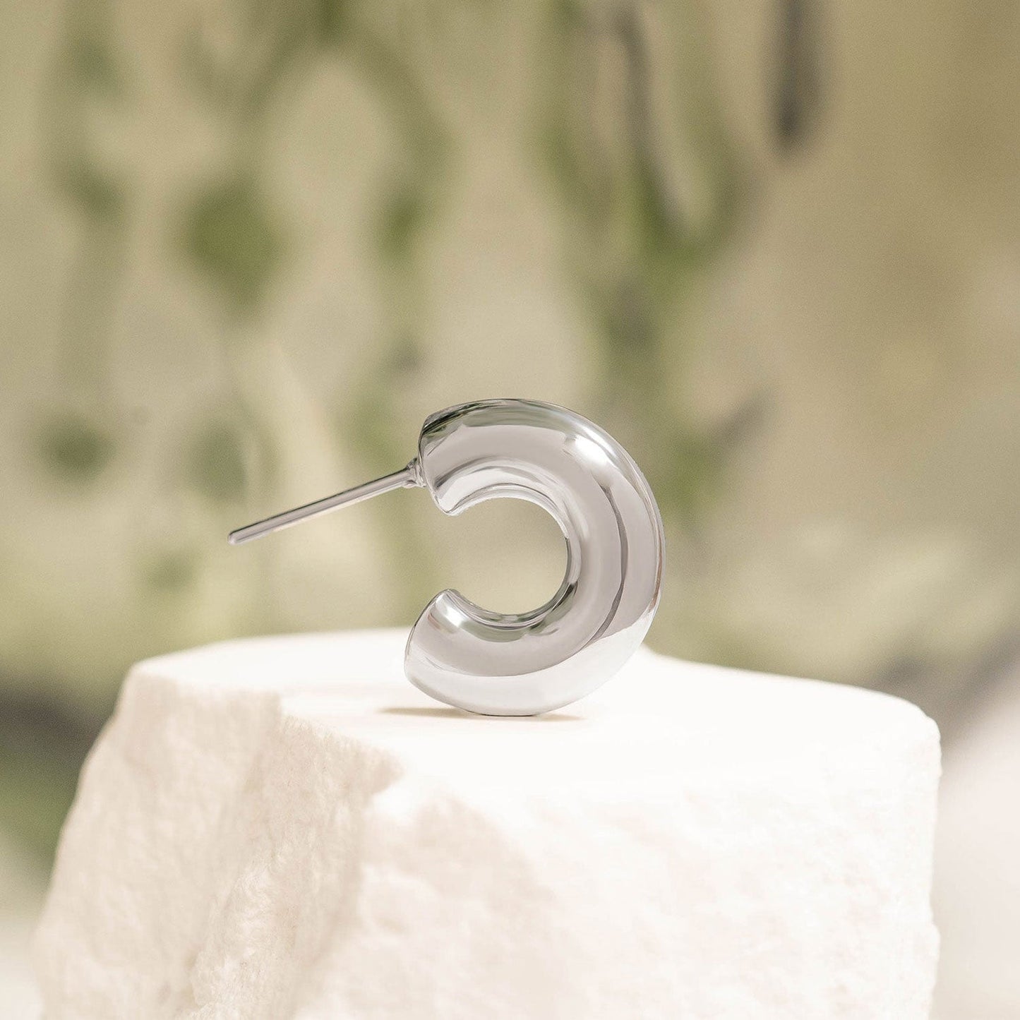 Stainless Steel Chunky Huggie Hoop Earrings
