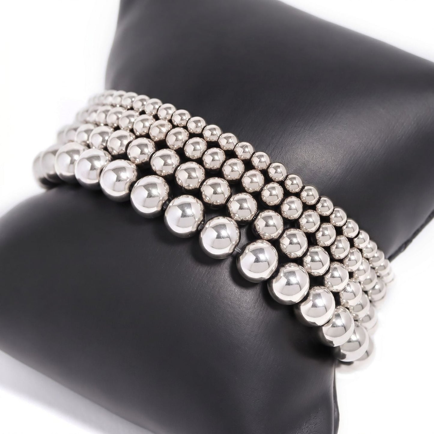 7.5" 4mm Stainless Steel Bead Stretch Bracelet
