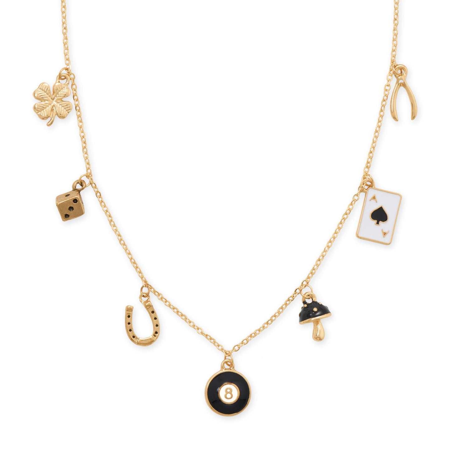 16" + 3" Gold Tone Lucky Charm Fashion Necklace