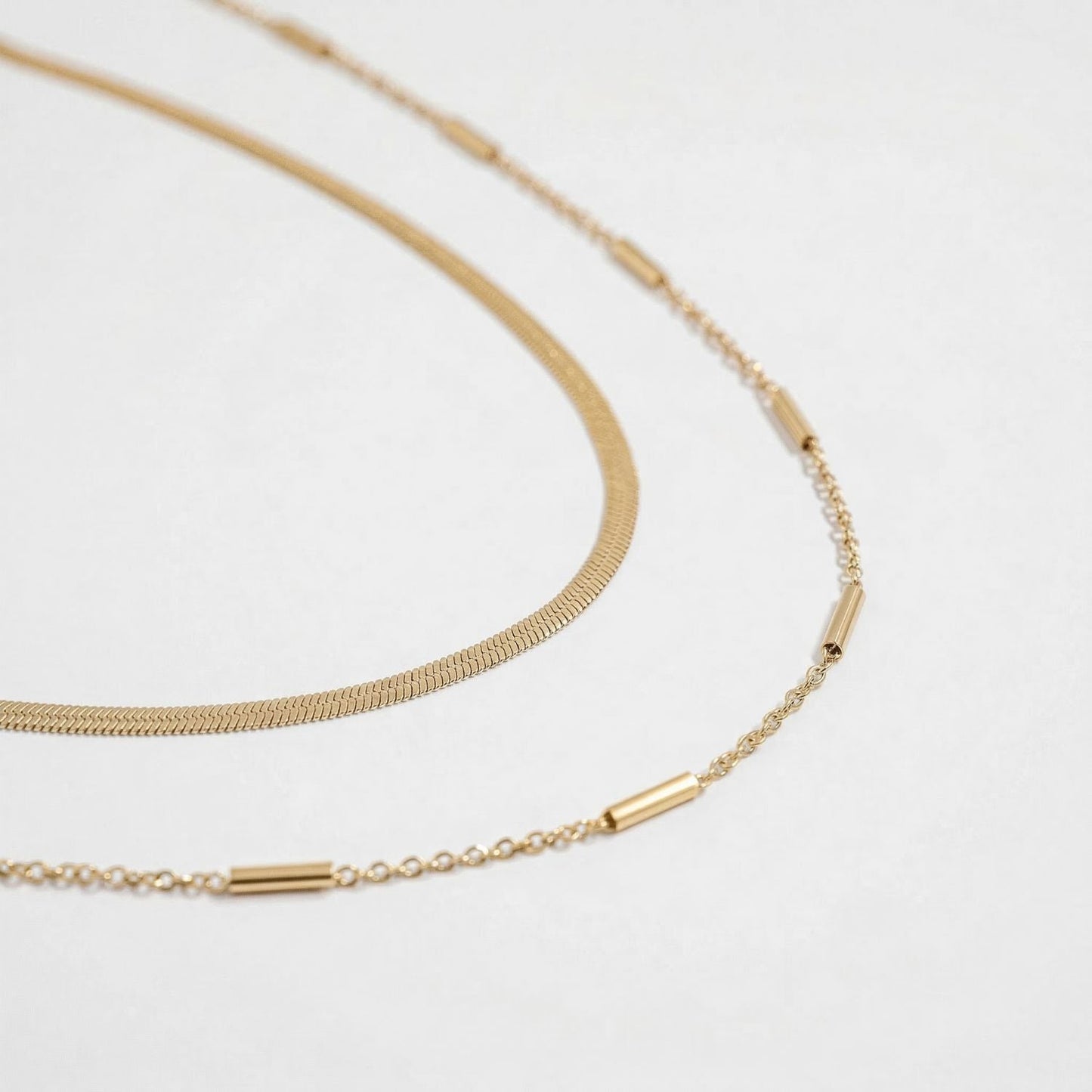 16" + 2" 18 Karat Gold PVD Stainless Steel Satellite Bar Necklace