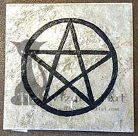 6-Inch Hand-Painted Wooden Pentagram Altar Tile for Ritual Use
