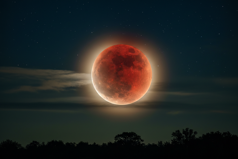 AI Generated image of August Full Moon & Lunar Eclipse 