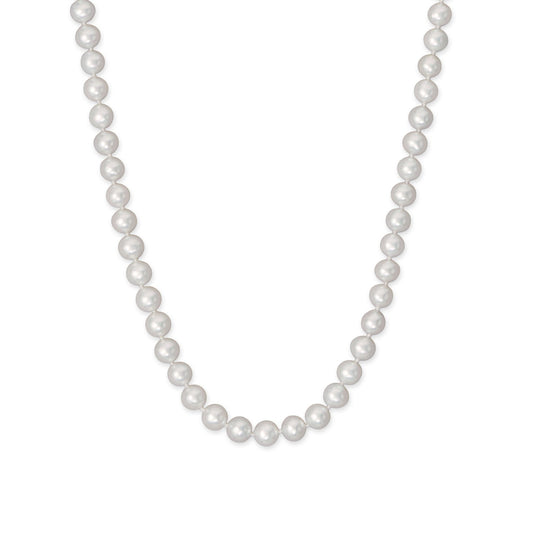 14 Karat Gold Knotted 6-6.5mm Near Round Cultured Freshwater Pearl Necklace