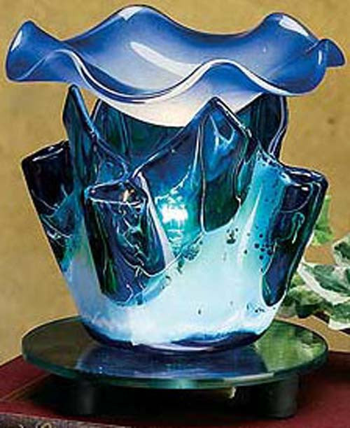 Handcrafted Blue Marble Tulip Electric Aroma Diffuser Lamp