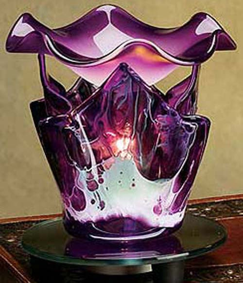 Handcrafted Purple Marble Tulip Design Electric Aroma Diffuser Lamp