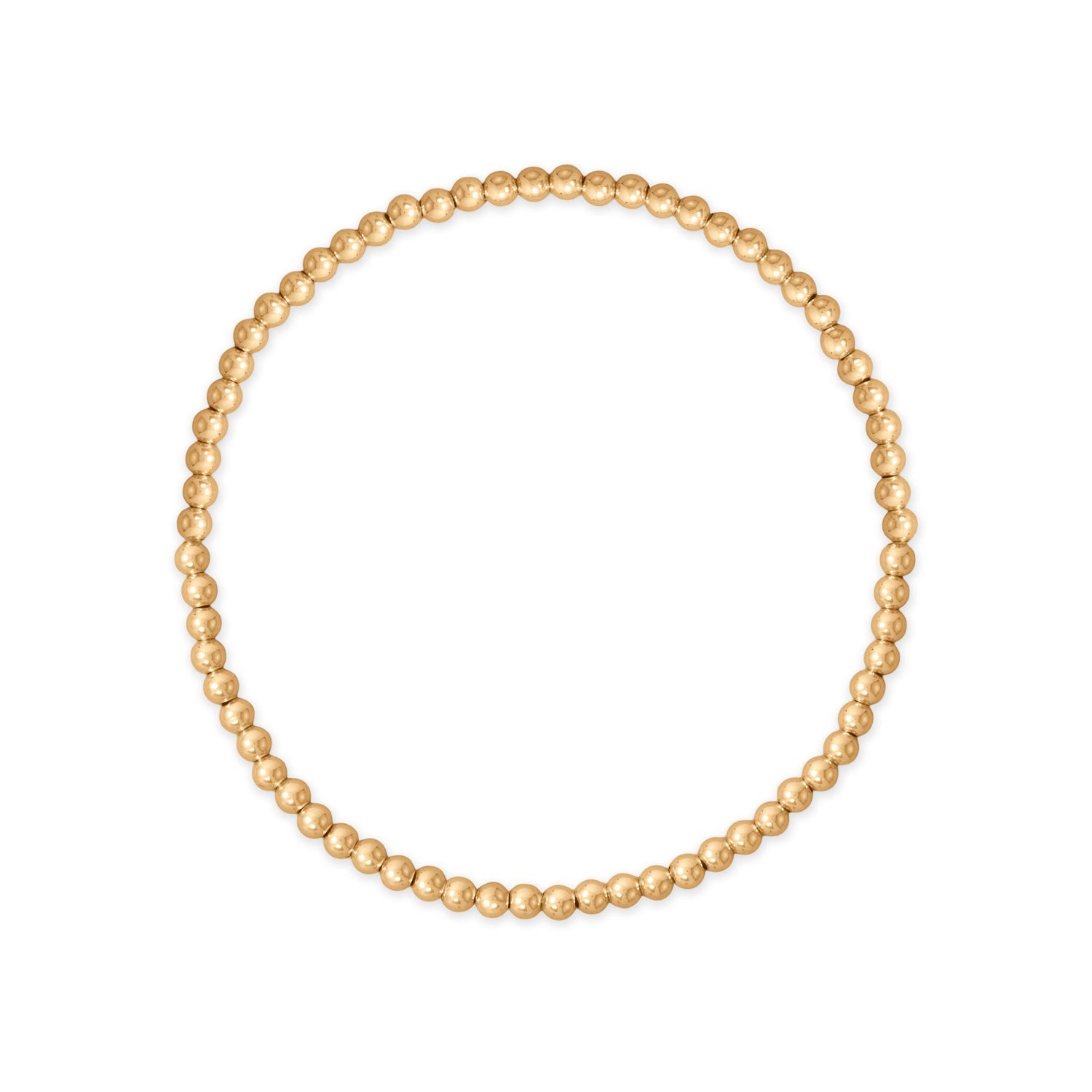 7" 3mm 14/20 Gold Filled Bead Stretch Bracelet