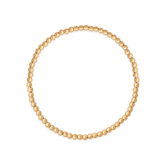 7" 3mm 14/20 Gold Filled Bead Stretch Bracelet