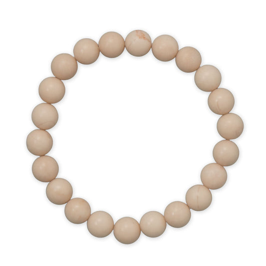 8mm Round Wooden Jasper Stone Stretch Bracelet