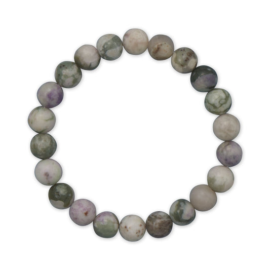 8mm Round Lucky Jade Stone Stretch Bracelet