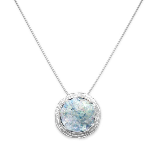 18" Textured Edge Ancient Roman Glass Necklace