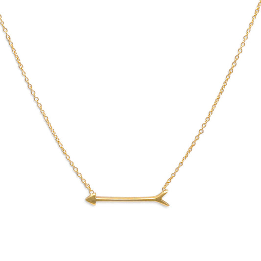 16" + 2" 14 Karat Gold Plated Arrow Design Necklace