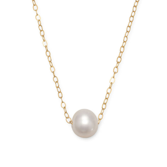 16" + 2" Gold Filled Floating Cultured Freshwater Pearl Necklace