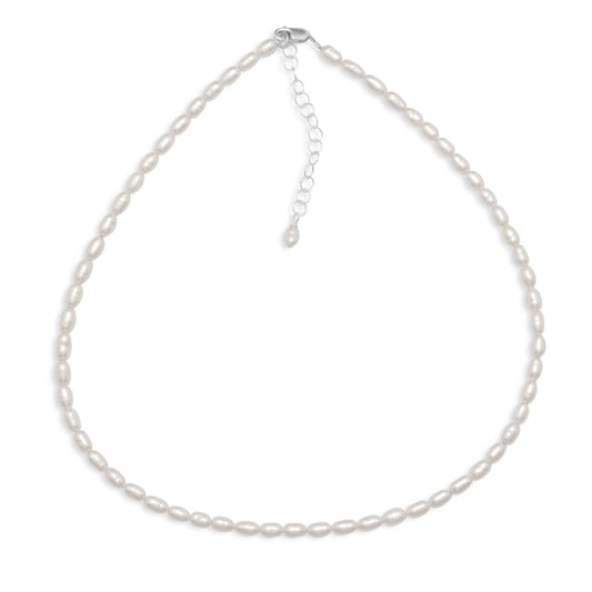 13" + 2" Cultured Freshwater Rice Pearl Necklace