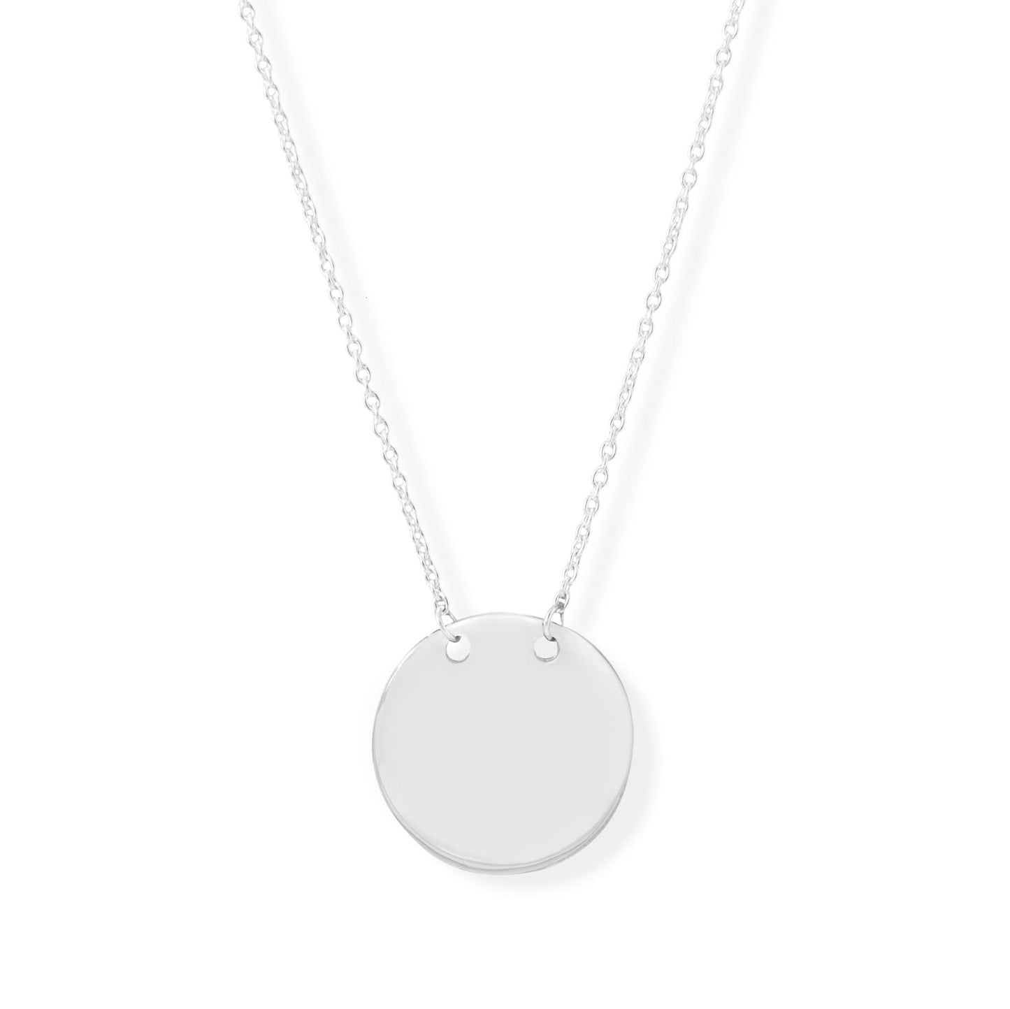 Polished Round Engravable Disc Necklace